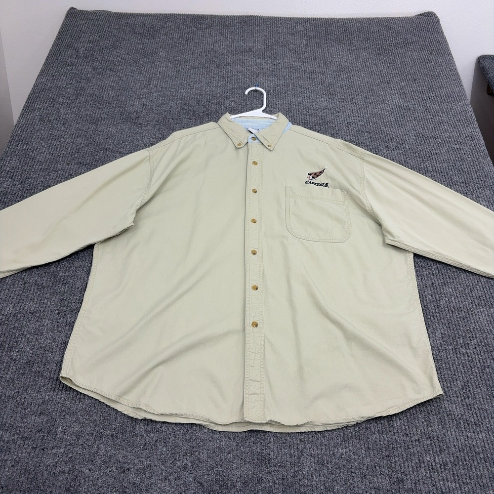 Vintage Washington Capitals CSA Shirt Mens XL Tan‎ Cotton Button Down Sportswear